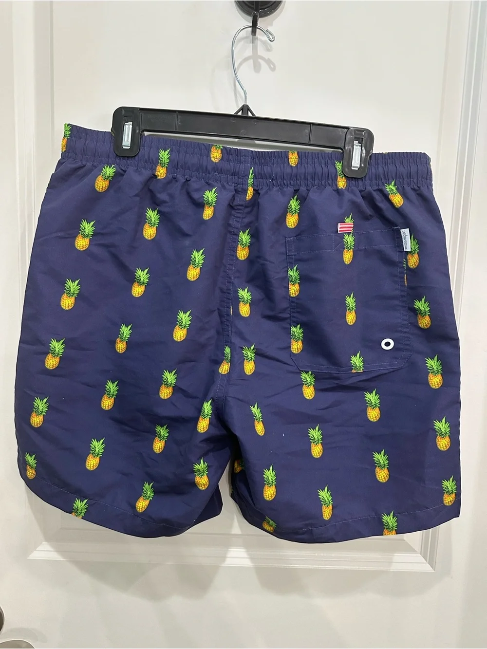 Men's Pineapple-Print Navy Swim Trunks